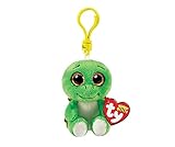 TY Schlüsselring, Beanie Boos Clips, Schildkröte, Turbo-Grün und Braun, mit goldenen Augen, Glitzer-Plüsch, mit großen Augen, 12 cm-35250, Mehrfarbig, T35250