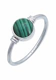 mantraroma Damen Ring 925 Silber mit Stein Malachit Edelstein grün schlicht modern (MRG-191-10-(58))