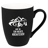 Spruchreif | SOFT-TOUCH-Tasse mit beidseitiger Gravur | Geschenk Mountainbike | Geschenkidee Radfahrer | 350 ml