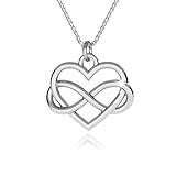 Kette Damen 925 Sterling Silber Halskette Herz mit Unendlichkeit Symbol Infinity Herzkette Liebe Kette mit Anhänger für Freundin Frau Sie Schmuck Für Damen Mädchen Valentinstag Weihnachten Muttertag