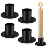 Aileem 4Pcs Schwarz Kerzenständer, Vintage-Eisen-Kerzenhalter, Kegelkerzenhalter, Teelichthalter Metall, Kerzenhalter für Hochzeit Weihnachten Party Esstisch Mantel Deko