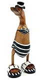Leikor Deko Ente Holz mit Bikini und Badelatschen Blau-Weiss 25 cm