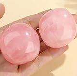 QINJIEJIE Rosenquarz natürliche Edelsteine Handschmeichler Groß Stein Heilkristall Rosenquarz Glatter Kristalle Steine 2 Stück Trommelsteine Polierte Sorgenstein Reiki Meditation