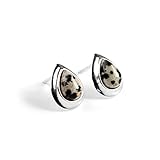 Ohrstecker in Tropfenform Sterling-Silber 925 Dalmatiner-Jaspis mit Geschenkbox
