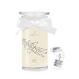 JuwelKerze Creamy Vanilla Halskette Silber - Schmuckkerze 80 Std - große Duftkerze mit Orientalischem Duft - beige Kerze mit Schmuck Überraschung - Geschenke für Frauen, Geburtstag