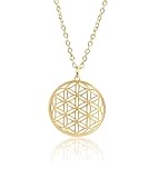 T TAKONE Blume des Lebens Kette – Elegante Halskette mit zeitlosem Design, angenehm zu tragen, ideal für spirituelle Schmuckliebhaber (Gold)
