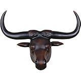 Wanddeko Büffelkopf-Wanddekoration, Tierkopf-Wandbehang Aus Kunstharz, Kreative Dreidimensionale Stierkopf-Skulptur, (Reddish Brown,80 * 60CM)