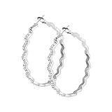 Sterling Silber 925 Creolen, Ohrringe Creolen Große Damen, Silber Bling Twist Welle Creolen Große mit AAA+ Zirkonia Diamant Strass Hypoallergen Ohrringe für Damen Frauen