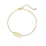PAURO Damen Edelstahl Engel Nummer 555 Armband Kette Einstellbar Minimalistisch Numerologie Schmuck Gold