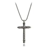 Made by Nami Wikinger Kreuz-Kette - Herren-Schmuck Halskette - Edelstahl Silber-Kette Handgemacht - Keltischer Männer-Schmuck -Skandinavisch Nordisch - Herren-Kette mit Anhänger (Kreuz)