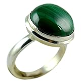 Navya Craft Malachit-Ring, handgefertigter Statement-Versprechensring aus 925er Sterlingsilber, runder natürlicher Malachit-Edelstein, Boho-Schmuck, Geschenk für Sie