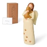 Cuayaes Hunde Engel Figur Geschenk für Hundebesitzer,Erinnerung Hund Geschenk Freundschaft Schutzengel Figur, Handbemalte Harz Hunde Deko für Frau Hundeliebhaber