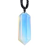 Natural Opal Healing Crystal Anhänger, Doppelspitz Edelstein Anhänger Halskette Chakren Schmuck für Männer & Frauen