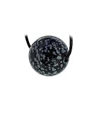 budawi® - Schneeflockenobsidian Anhänger Kugel gebohrt mit Lederband, Edelsteinkugel