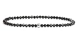 Echtes Schwarzer Spinell Edelstein Armband mit facettierten 3mm Perlen - verschiedene Längen - Heilstein Schutzstein Edelsteinarmband Glücksbringer Talisman Geschenk (Spinell, 18CM)