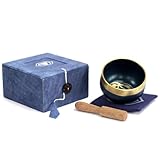 Chakra-Klangschalen mit Holzklöppel und Kissen, Geschenkbox-Set, hebt Vibration und Frequenz an, Klangtherapie, ganzheitliche Heilung, Meditation & Entspannung, Achtsamkeits-Mantra (Drittes Auge)