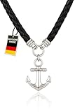 Premium Herren Lederkette mit Ankeranhänger aus Edelstahl – Maritimer Schmuck für Männer – Verstellbare, langlebige Halskette – Perfekte Geschenkidee in eleganter Geschenkbox (55, Harbor Forge)