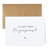 Du bist mein Herzensmensch Karte mit Umschlag Glückwunschkarte zum Geburtstag Faltkarte Grußkarte Geschenk Klappkarte Geschenkideen für Mann und Frau Geschenkkarte