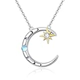 TANGPOET Mondphasen Anhänger Halskette für Mädchen Mond kette 925er Sterlingsilber Mondschmuck Geschenk verstellbar