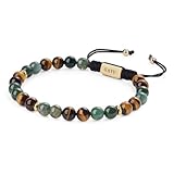 GAVU Herren Tigerauge Perlenarmband mit Indischer Achat Edelstein Armband für Männer