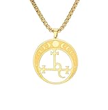 EUEAVAN Lilith Halskette für Frauen Siegel der Lilith Göttin Mondphase Anhänger Halskette Hexe Pagan Hecate Mythologie Amulett Dreifach Mond Göttin Schmuck Witchy Geschenke Männer (Gold 2)