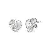 Engelsrufer Damen Ohrstecker Herzflügel Bicolor aus Sterling Silber, Zirkonia Steine, Steckverschluss, nickelfrei, Allergiker freundlich