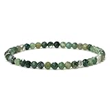 Landorilo Naturstein Perlen Heilstein Armband aus 4mm Facettiertes Steinperlen, Yoga Armbänder für Damen Herren,Glücksarmband, Exquisite Geschenke, Ersatzperlen Inklusive(F Chrysopras)