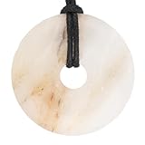 Lebensquelle Plus Baryt, weiß Edelstein Donut | Ø 40 mm Anhänger + Baumwollband