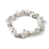 Erliway Howlith-Kristall-Armband, unregelmäßige Perlen, Stretch-Armband, Heilkristalle, Splitter-Armband, natürliche Edelstein-Armbänder für Frauen, Schmuck, Reiki-Meditation