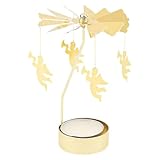 Teelicht Karussell Engel Kerzenhalter Glücks-Windmühle Weihnachtskarussell 8 * 13 cm Teelichtständer Gold für Feiertage Weihnachten Hochzeiten Partys und als Dekoration für Zuhause