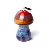 Guador Sieben Chakren Sorgenstein, Herzform Heilkristall Liebesstein Naturquarz Kristall 30mm Buntes Chakra Heilchakra Reiki für Stress Reilef Meditation Kristalltherapie (Pilze)
