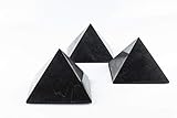 KASHU Edelstein Schungit direkt aus Karelien: 3 x Pyramide 10 cm Poliert