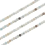 nbeads 2 Stränge Ca. 170 Stück Naturblumen Amazonit Perlen, 4 mm Runde Lose Perlen Facettierte Edelstein Perlen stränge Für DIY Armband Halsketten Schmuckherstellung