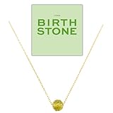 happymaker - Geburtsstein Kette, handgemacht in Deutschland, vergoldete Silberkette mit echtem Edelstein Peridot für Sternzeichen Löwe, handgefertigt und größenverstellbar, Geschenkverpackung