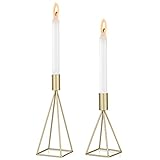 Sziqiqi Kerzenständer Kerzenhalter Kerzenleuchter 2er Set, Metall Deko Kerzenständer in Unterschiedlicher Größe, Vintage Kerzen Ständer Tischdeko für Hochzeit Wohnzimmer Tabelle, Gold