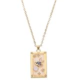 QUARKZMAN Tarot Anhänger, 30mm Legierung Quadrat Glücks-Tarot Anhänger Rechteck Emaille Tarotkarten Stern Mond Charme für Frauen, Gold