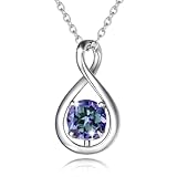 FANCIME Alexandrit Halsketten Juni Geburtstein Kette für Damen, Sterling Silber Infinity Anhänger Jahrestag Geburtstag Valentinstag Feinschmuck Geschenke für Frauen Mutter