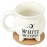 HOTUT Kesselbecher,Hexenkessel Kaffeetasse,Witches Brew Mug ideal für Heiß- & Kaltgetränke,Hexen Keramik Tasse,Hexenkessel Becher,Geburtstag Halloween Ostern Geschenk(Weißer)