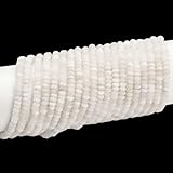 PONABEADIY 1 Box 2 Stränge 336 Stück 4mm Weiße Rondelle Perlen Aus Natürlicher Jade Mit Löchern Edelstein Kristall Abakus Scheibenstein Glatte Abstandshalter Charms Perle Für Die Schmuckherstellung A