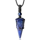 XIANNVXI Lapislazuli Kette Herren Damen Halskette Kristalle Anhänger Ketten Sechseckiger Punkt Natürliche Edelsteine Verstellbares Seil Reiki Heilung Schmuck