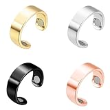 DMNQ Lymphdrainage Ring 4 Stück Magnetring Lymphdrainage Therapeutischer Magnetring Kupfer Magnet Ringe Öffnung Verstellbar für Männer und Frauen Gold Silber Schwarz Roségold Ringsatz