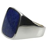 Bildschöner Siegelring aus Silber 925 mit Lapislazuli, Größe:76 (24.3mm)