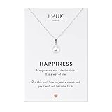 LUUK LIFESTYLE Edelstahl Halskette mit Anhänger für Damen, filigraner Schmuck, Glücksbringer, Freundschafts Kette, Geschenk für Frauen & Mädchen, Perlen, silber