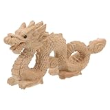 MAGICLULU Feng-Shui-Drachenstatue Aus Geschnitztem Holz: Krabbelnder Drache Aus Holz Handgefertigte Skulptur 2024 Jahr des Drachen Geschenk Chinesische Tierkreiszeichen-Drachenfiguren Für