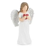 TIE-DailyNec Schutzengel-Statue, Harz Engel Figur, Engel Statuen Halten Herz, Home Decor Ornament Memorial Geschenke Hand gemalt Skulptur für Mütter Tag Thanksgiving Weihnachten (Herz)