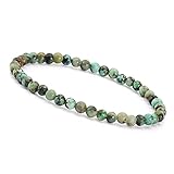 Unique Gems Perlenarmband Edelstein Damen Armband afrikanischer Türkis Ø 4mm Chakra Perlen Buddha Schutzarmband