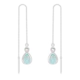 Weiß Opal Threader Ohrringe 925 Sterling Silber Unendlichkeit erstellt Opal lange Kette Drop Ohr Linie Ohrringe Geburtstag Schmuck Geschenke für Frauen