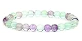 Echtes Regenbogenfluorit Edelstein Armband mit runden 6mm Perlen - verschiedene Längen - Heilstein Schutzstein Edelsteinarmband Glücksbringer Talisman Geschenk (Regenbogenfluorit, 18CM)