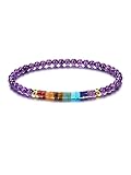 CrystalTears Amethyst Armband Damen 4mm Beads elastischer Perlenarmband mit echte Chakra Steine Reiki Talisman spirituelle Geschenke