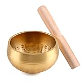 Tibetisches Klangschalen Set, 8 cm Meditationsklangschale, handgehämmert in Klangschale für Yoga Meditation und Entspannung